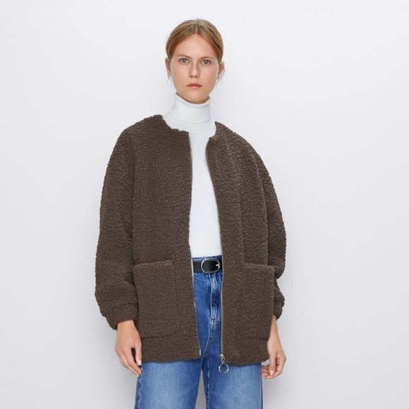 NWT Zara Size XS Mink Fleece Coat - Picture 1 of 5